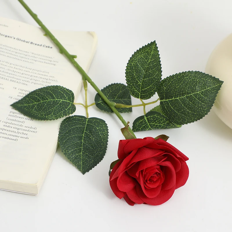 Künstliche Seidenrose mit Blättern Karnz