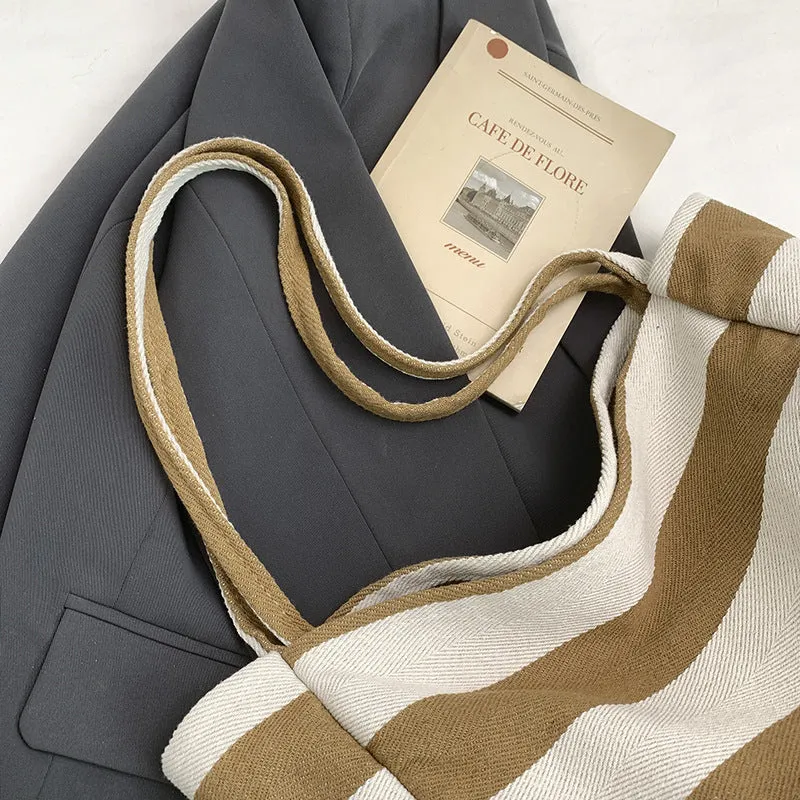 Stylische gestreifte Schulter Tote Bag