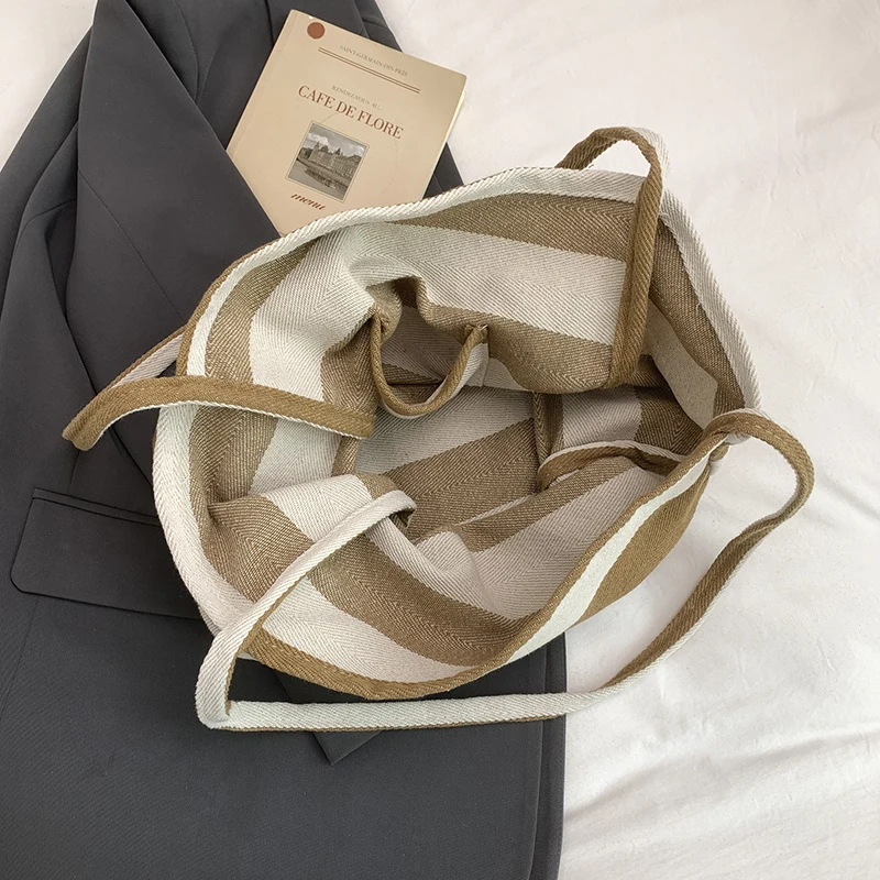 Stylische gestreifte Schulter Tote Bag