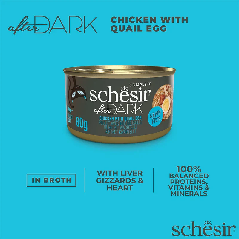 Schesir After Dark Wholefood In Broth Chicken With Quail Egg Wet Cat Food 80G