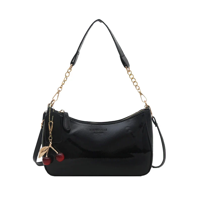 Glänzende lackierte Leder Crossbody-Handtasche