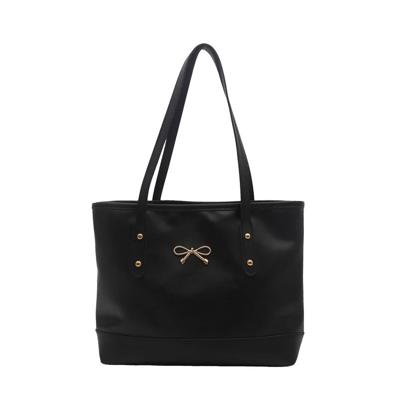 Elegante Faux-Leder-Tote-Tasche mit Akzent-Schleife