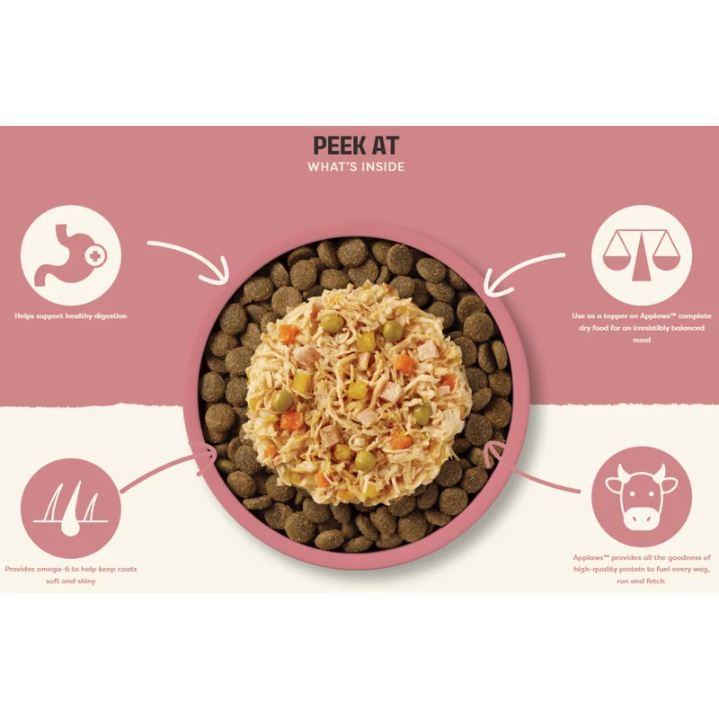 Applaws Taste Topper in Broth Chicken Breast With Ham & Vegetables Wet Dog Food 156G