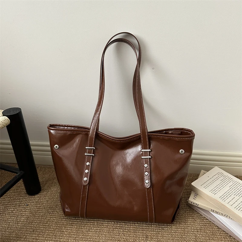 Klassische Strukturierte Leder Tote Bag