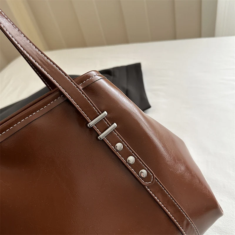 Klassische Strukturierte Leder Tote Bag