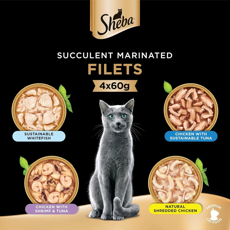 Sheba Filets Variety Pack Wet Cat Food 4x60G