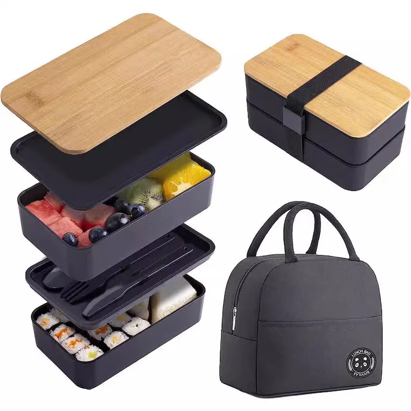 Umweltfreundliche doppellagige Bento-Lunchbox