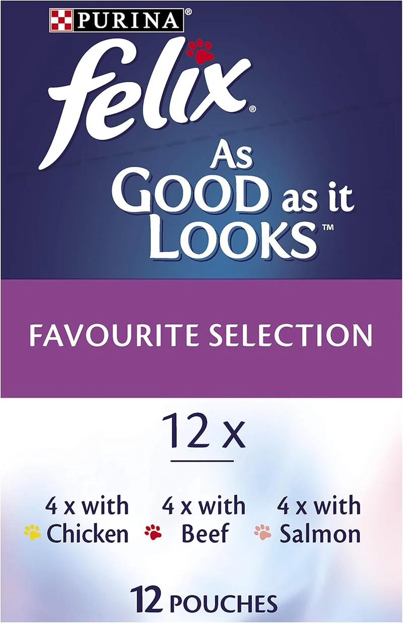 PURINA Felix Favorites Selection Pouch Wet Cat Food Pack 12X85G