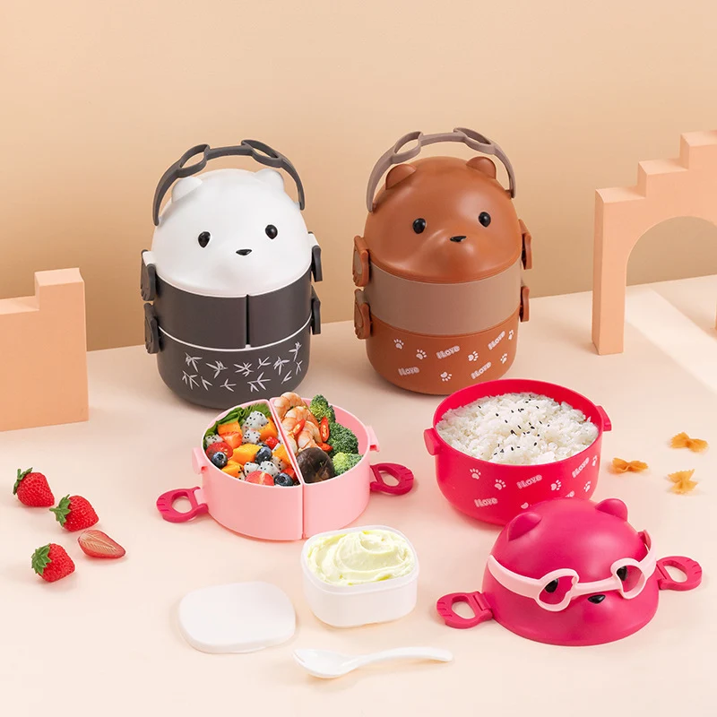Niedlicher Bären-Themen stapelbarer Lunchbox