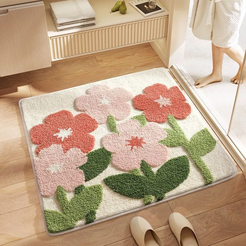 Dekorativer Floral Muster Badteppich