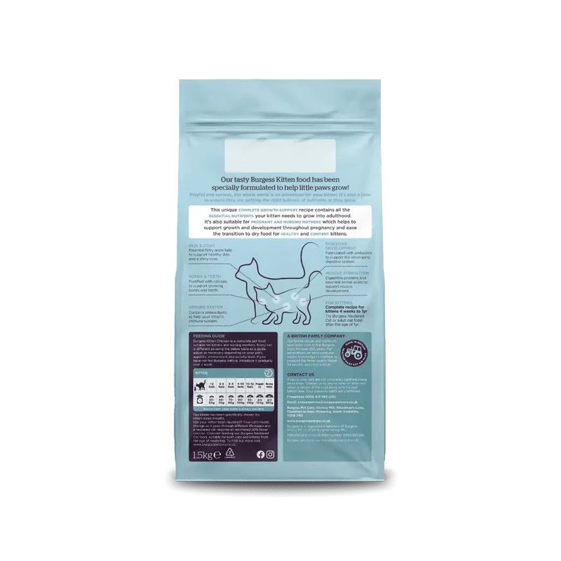 Burgess Kitten Dry Cat Food Chicken 1.5KG