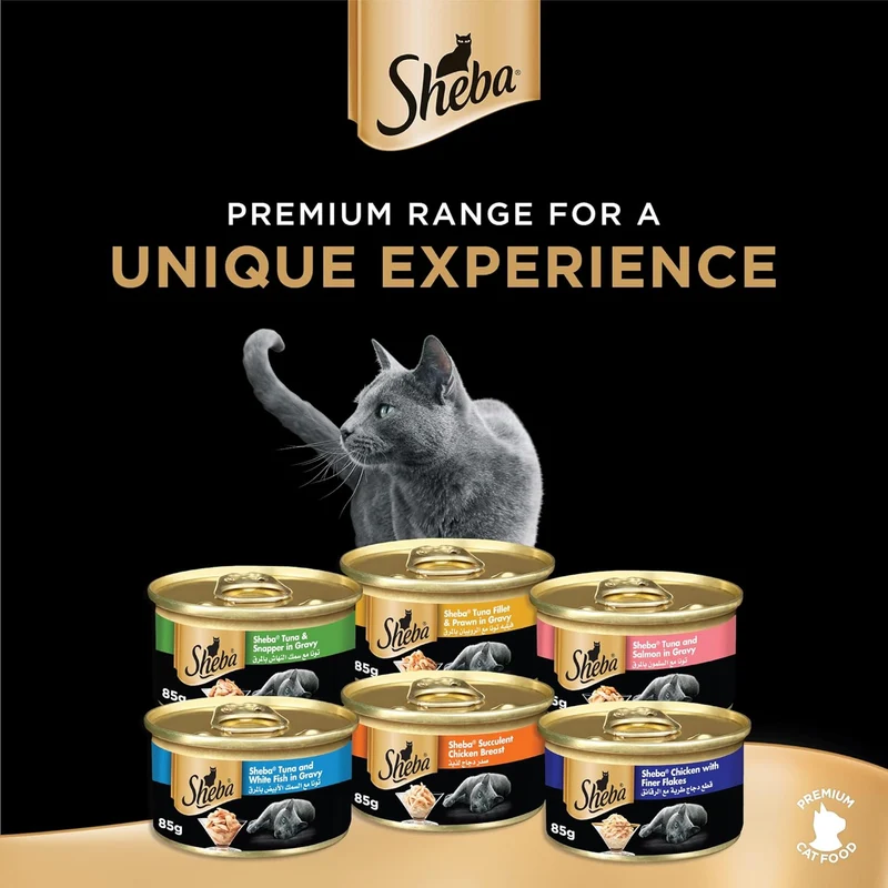 Sheba Flaked Tuna Topped With Salmon In Can Wet Cat Food 5+1 FREE 6X85G
