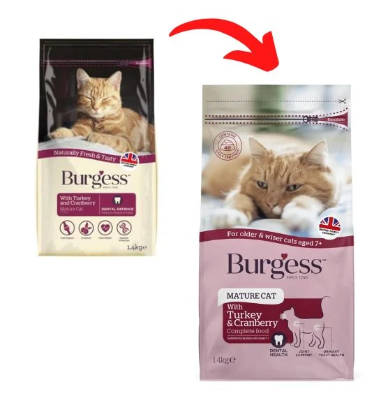 Burgess Mature Cat Dry Cat Food Turkey & Cranberry 1.4KG