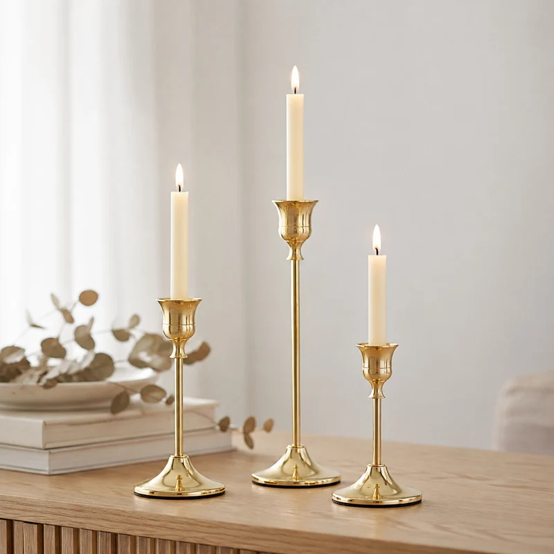 Elegante goldene Kerzenhalter Set