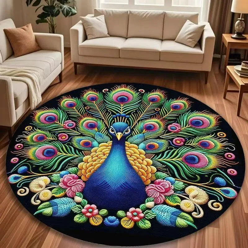 Pfaueninspiriert Glas Dekorativer Teppich