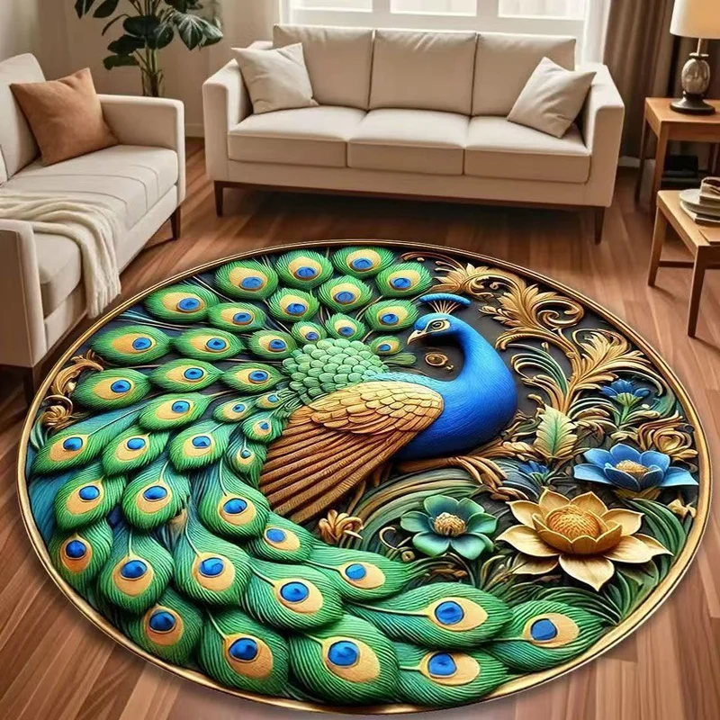 Pfaueninspiriert Glas Dekorativer Teppich