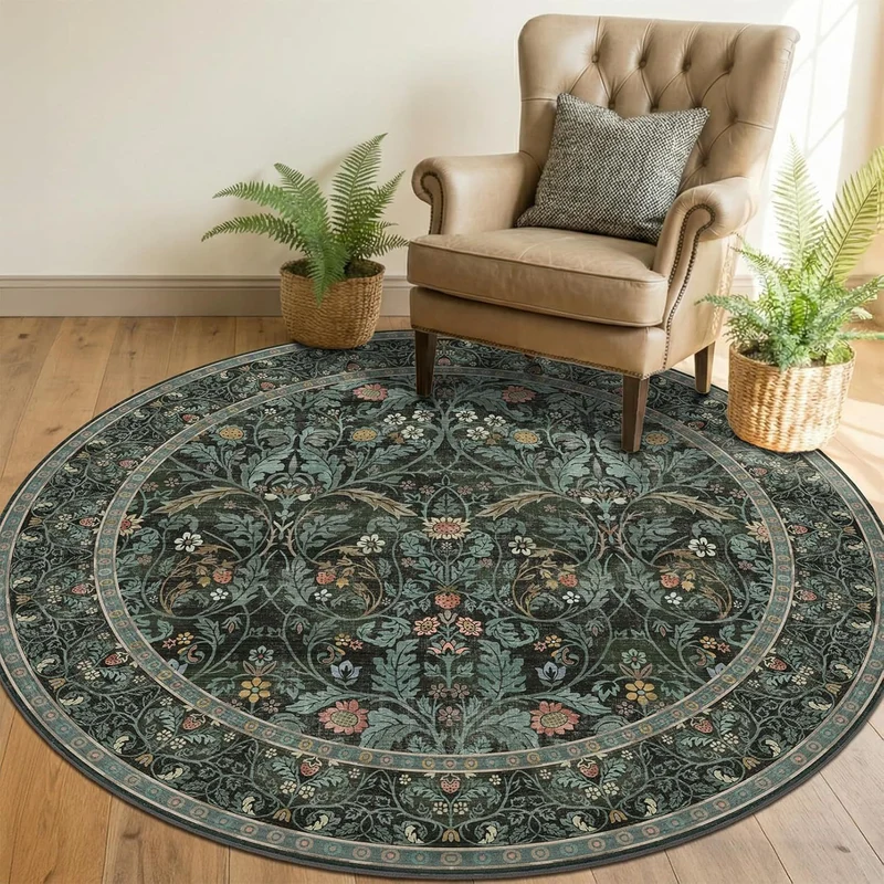Blumenmuster runder Teppich