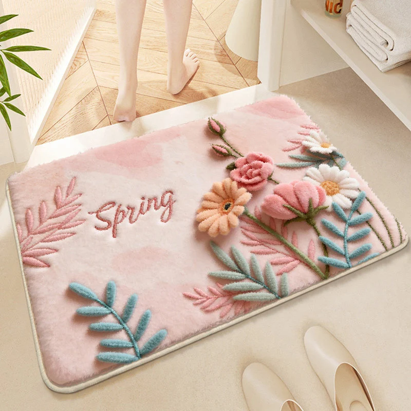 Florale gestickte Badmatte