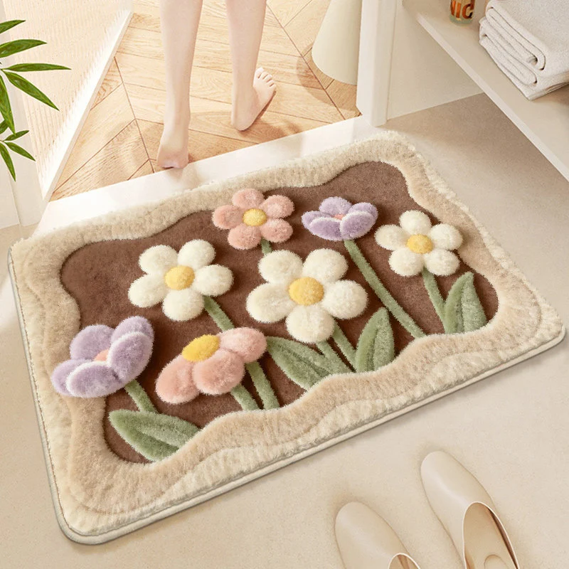 Florale gestickte Badmatte
