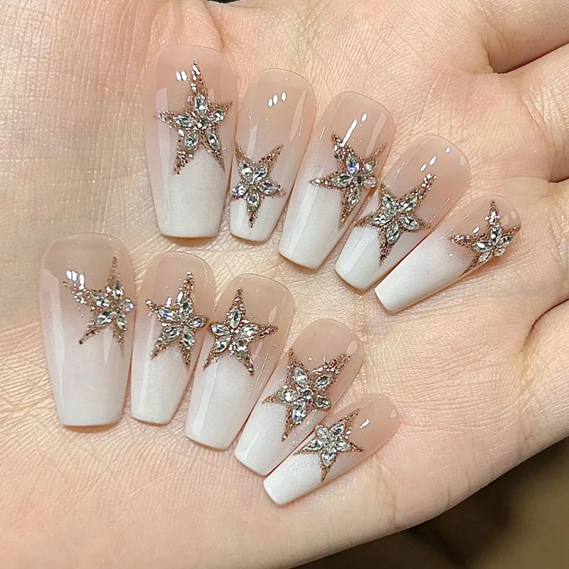 Elegantes Press-On-Nagelset mit Glitter- und Glanzfinish Karnz