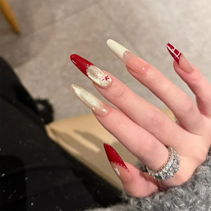 Elegantes Press-On-Nagelset mit Glitter- und Glanzfinish Karnz