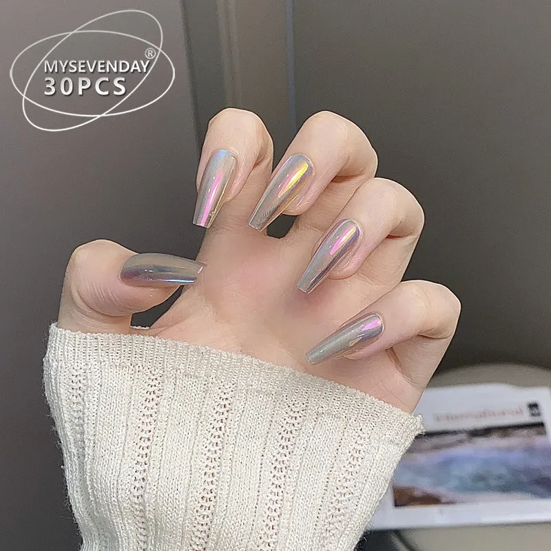 Premium Lange Stiletto Press-On Nägel mit schimmerndem Finish Karnz