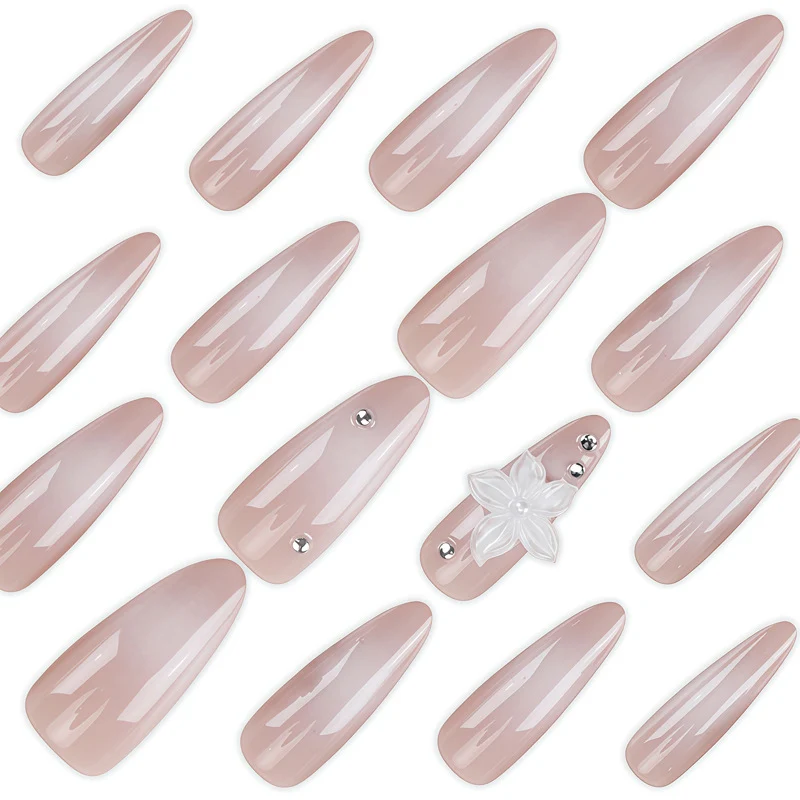 Premium Florale Verzierter Stiletto Nagelset Karnz