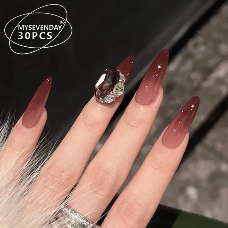 Ombre Stiletto Press-On Nägel mit Strassakzenten Karnz