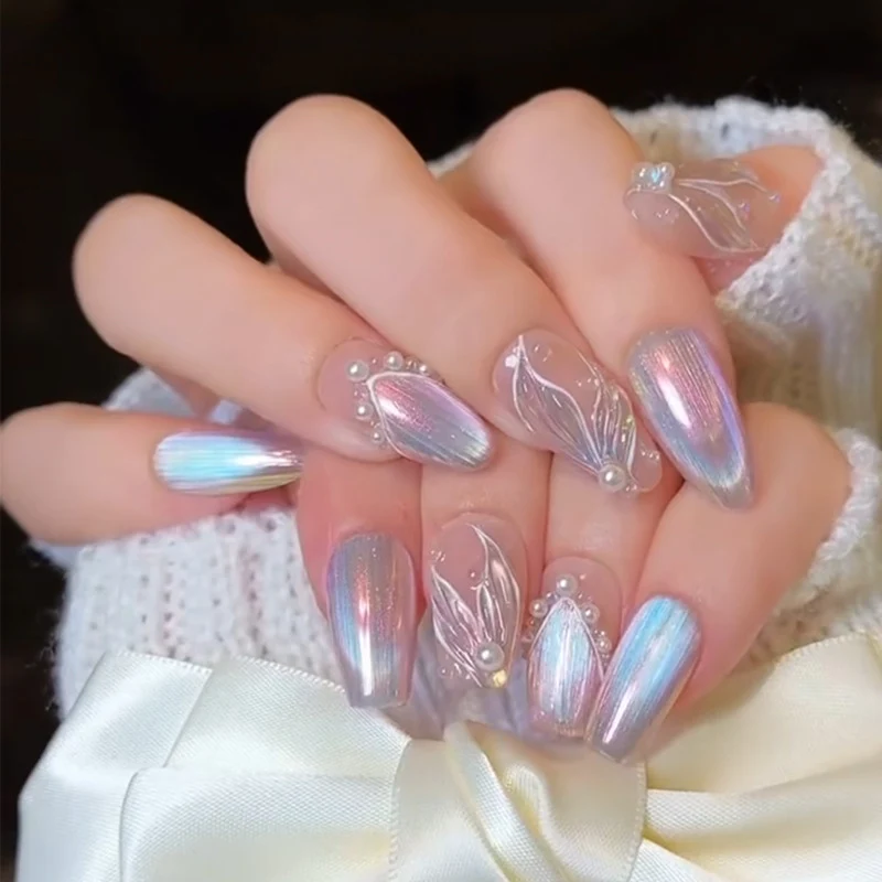 Luxus Press-On Nagelset mit Glitter-Akzenten Karnz