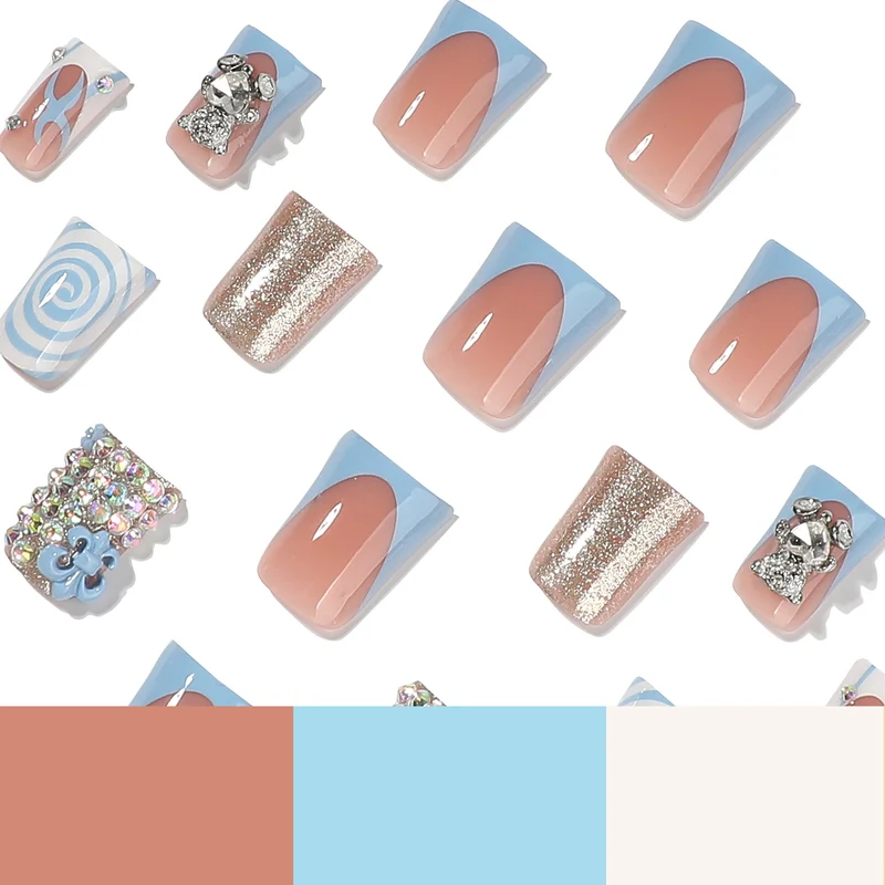 Kunstvolle Nagelkunst mit süßen Tiermotiven und Glitzerakzenten Karnz
