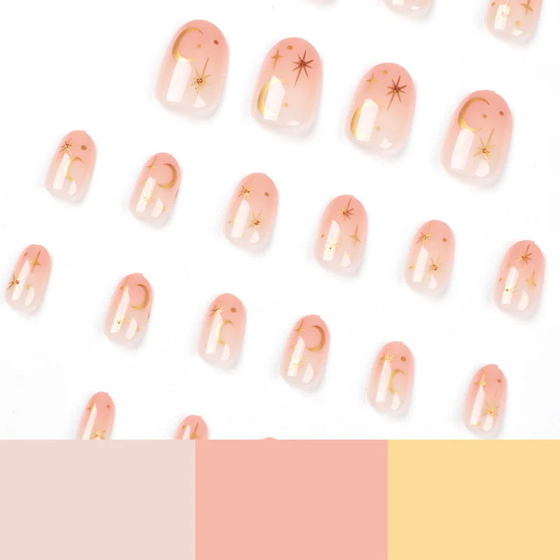 Kunstvolle Nagelkunst mit Sternen- und Mondmotiven Karnz