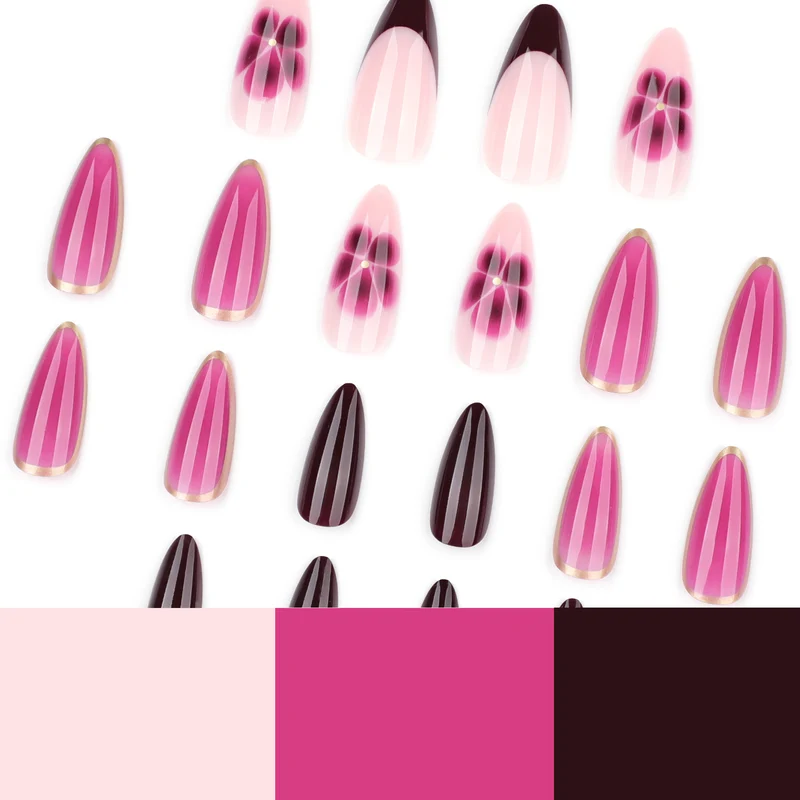 Kunstvolle Nagelkunst mit Ombre-Design und floralen Akzenten Karnz