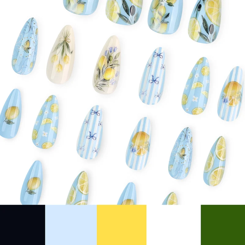 Kunstvolle Nagelkunst mit fruchtigem Zitrusdesign Karnz