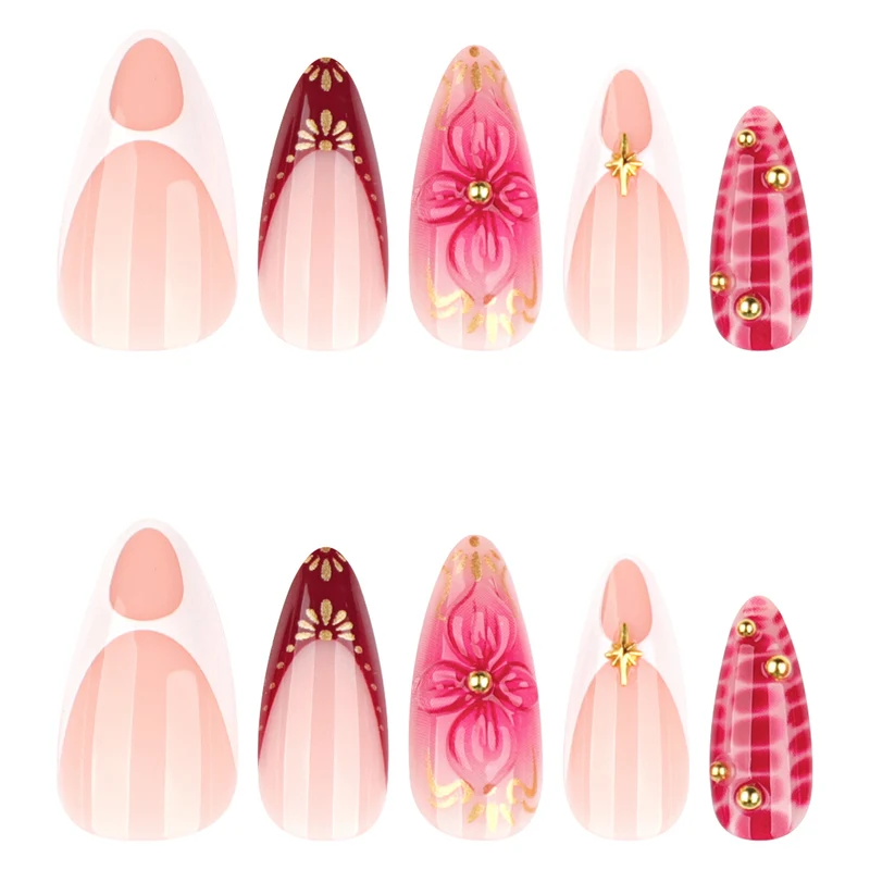 Kunstvolle Nagelkunst mit floralen und Glitzer-Akzenten Karnz