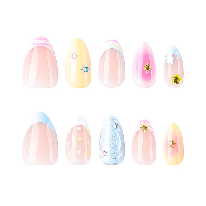 Kunstvolle Nagelkunst mit bunten Designs Karnz