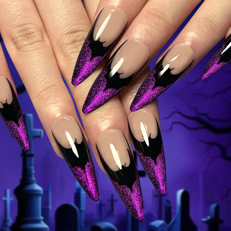 Kunstvolle Nagelverlängerungen mit kreativen Augen-Design Karnz