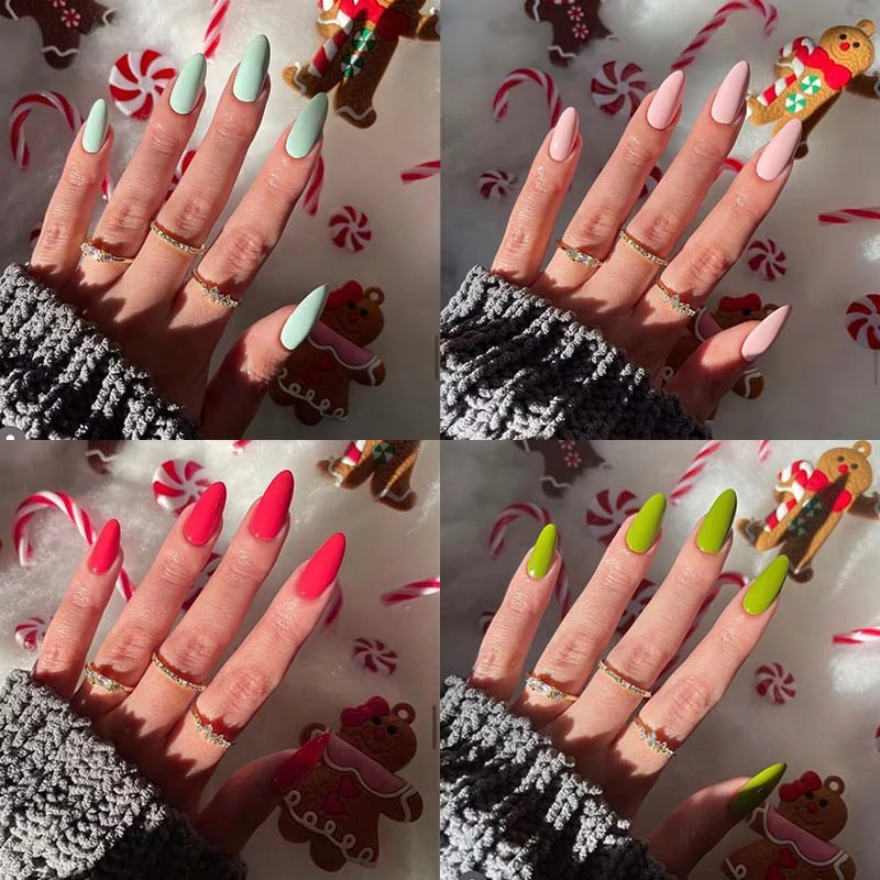 Kunstvolle Nageldesigns mit mattem Finish und elegantem Stiletto Karnz