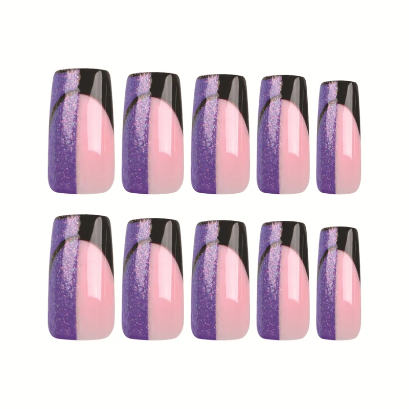 Kunstvolle Nagelverlängerungen mit glamourösem Farbverlauf und Glitzerdetails Karnz