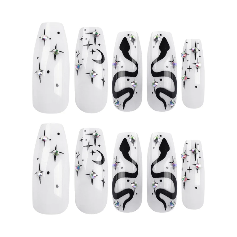 Kunstvolle Gel-Nägel mit elegantem 3D-Motiv und Glitzerakzenten Karnz