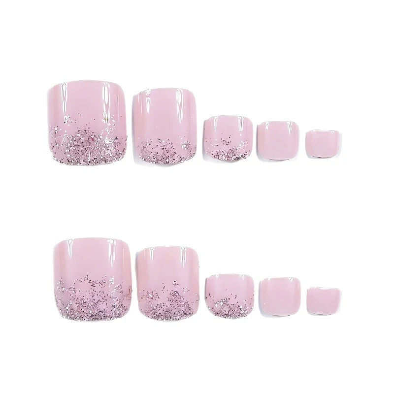 Elegante Glitter Ombre Zehennagelkunst Karnz