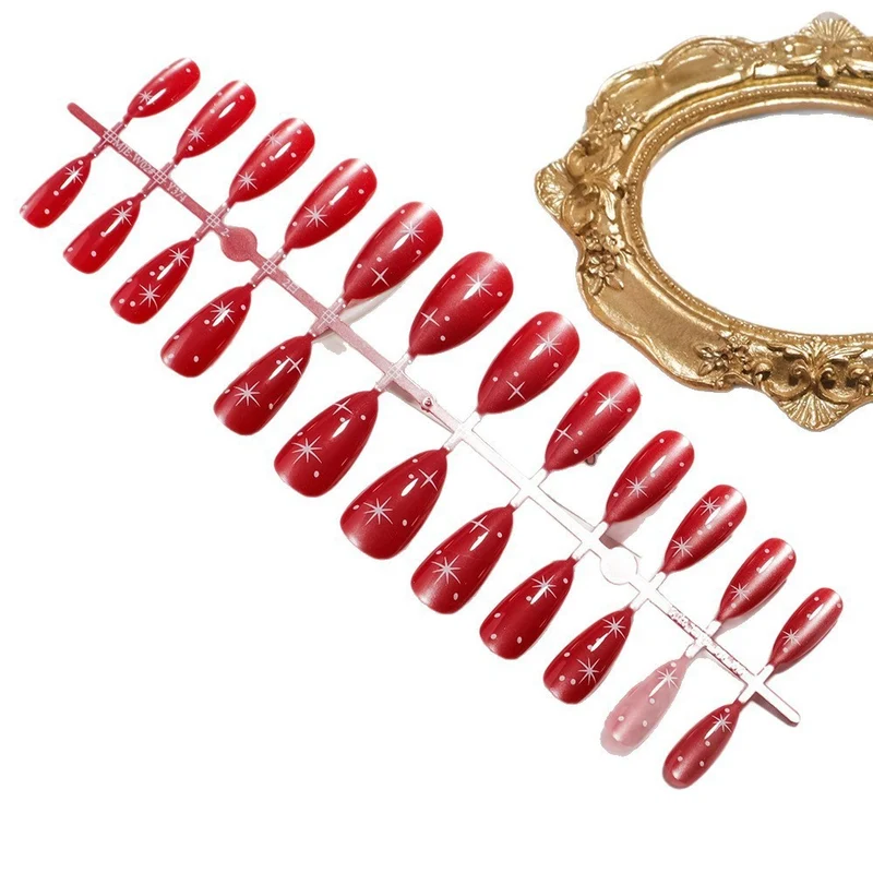 Glitzerndes mandelförmiges Press-On-Nagelset Karnz