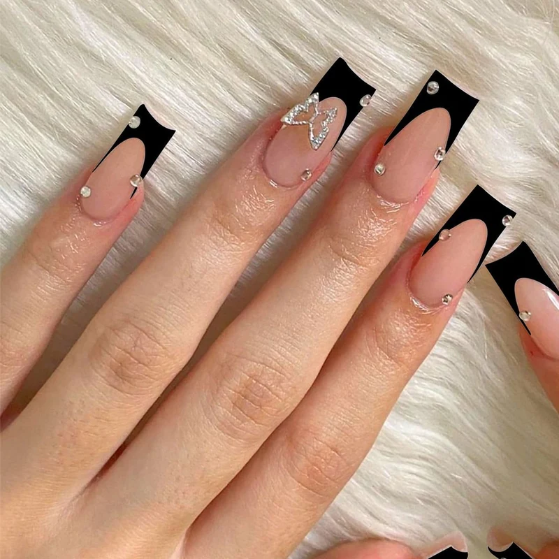 Elegante Schmetterlings Dekorative Press-On Nagelverlängerungen Karnz