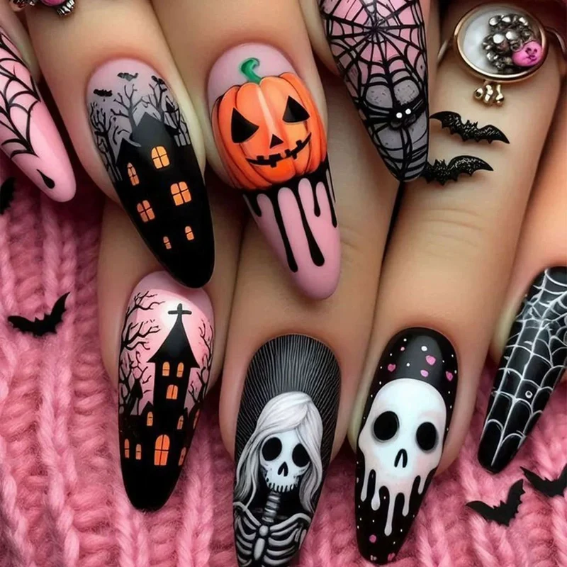 Künstlerische Halloween Themen Nagelkunst Karnz