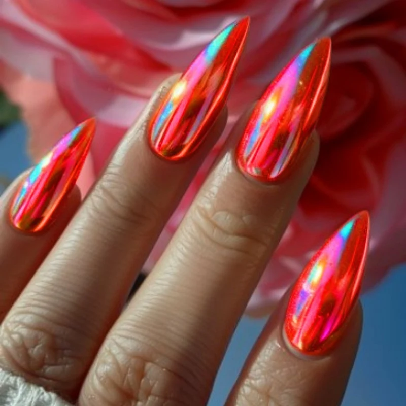 Shimmery Stiletto Press-On Nagelkunst Karnz