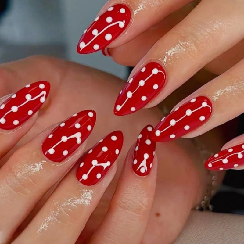 Polka Dot Stiletto Press-On Nägel Karnz