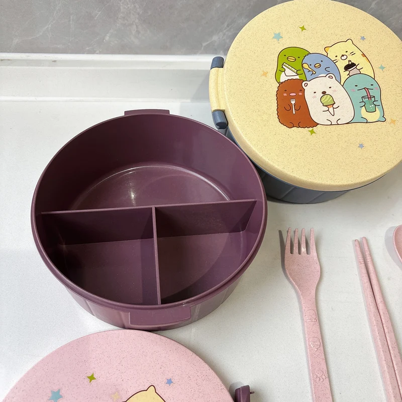 Spaßige Tierdruck Bento-Schüssel mit Besteckset