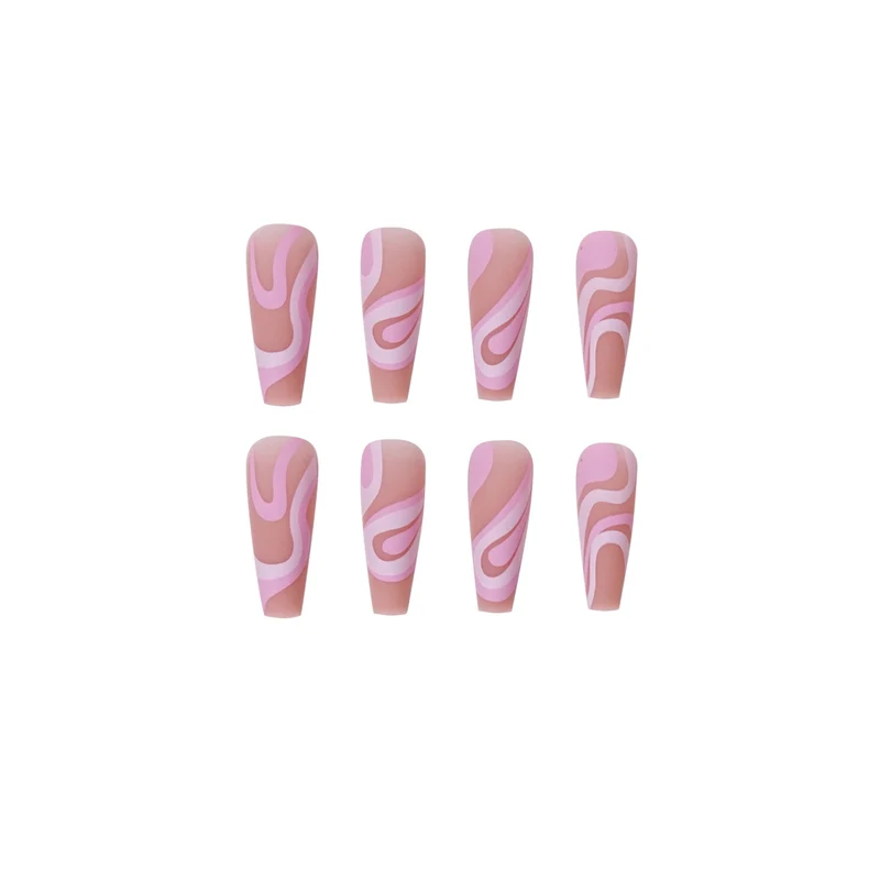 Künstliche Nagelverlängerungen mit eleganter Wellen-Design Karnz
