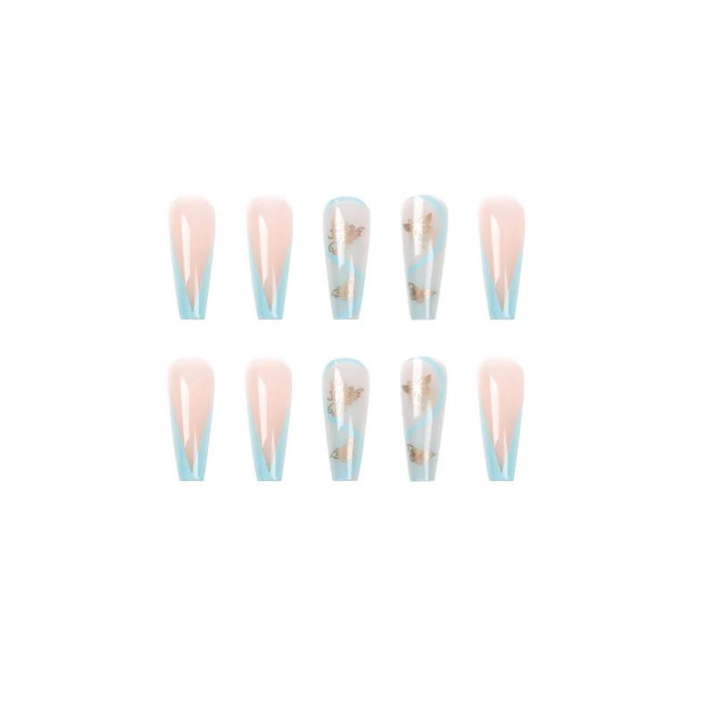Künstliche Nagelverlängerungen im eleganten Stil mit floralem Design Karnz