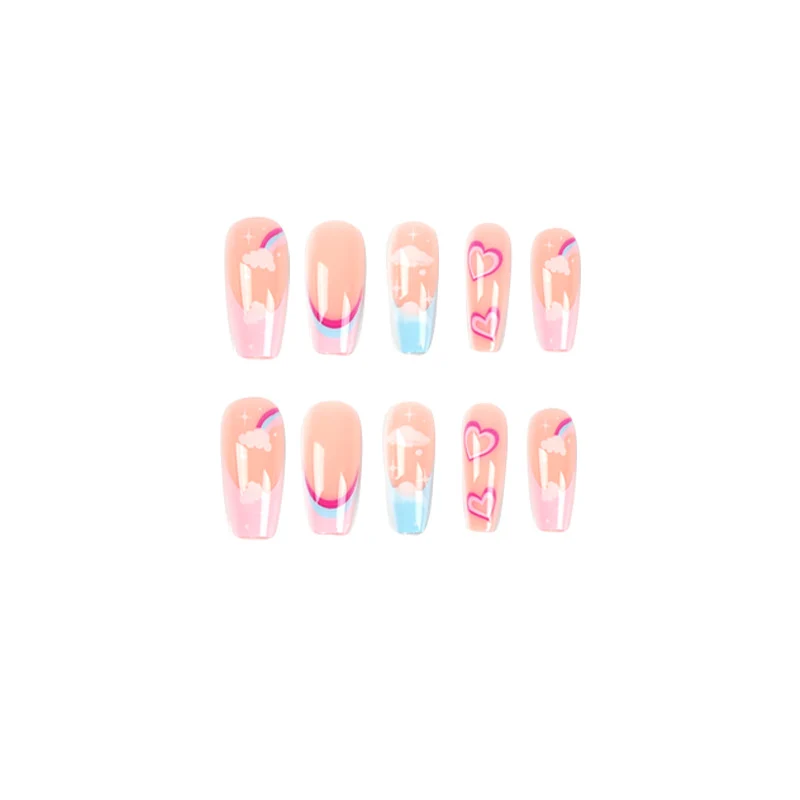Künstliche Nagelkunst mit Regenbogen-Design Karnz