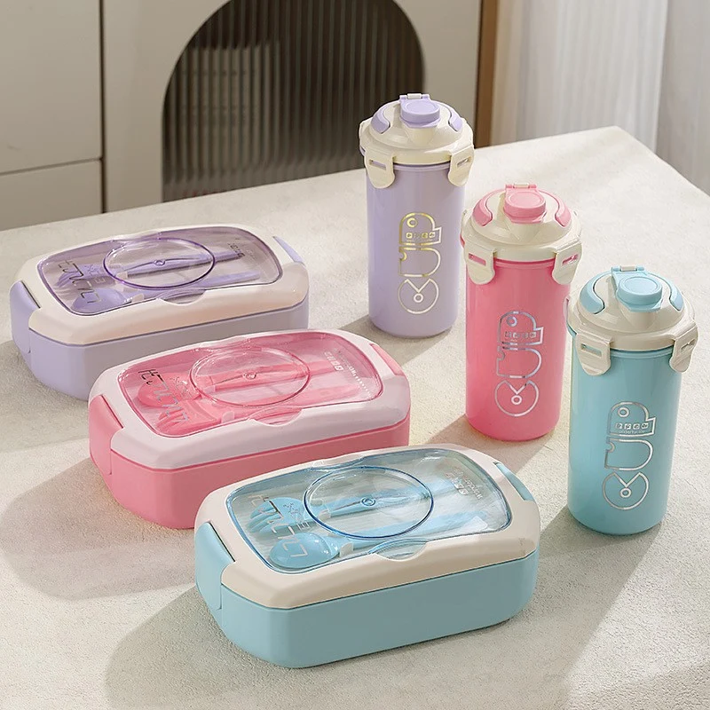 Tragbare Lunchbox mit integrierter Wasserflasche